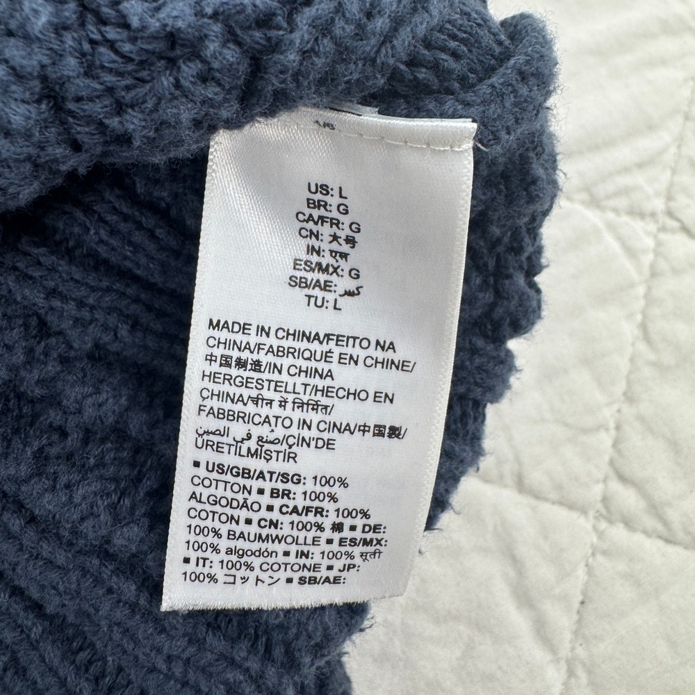 Amazon Essentials Navy Blue Chunky Cable Knit Crew Neck Sweater Size L Fisherman - Picture 4 of 13